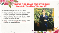 Tự hào vinh danh học sinh Trần Minh Trí – lớp 9G1 có thành tích cao trong kì thi vào 10 năm học 2020-2021