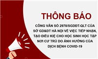 Công văn số 2978/SGDĐT-QLT của Sở Giáo dục và đào tạo Hà Nội về việc tiếp nhận, tạo điều kiện cho học sinh học tập nơi cư trú do ảnh hưởng của dịch bệnh Covid-19