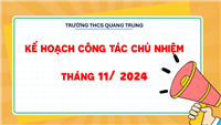 Kế hoạch công tác chủ nhiệm lớp tháng 11 năm 2024