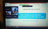 Sáng 11/6/2021, trường THCS Quang Trung tập huấn trực tuyến quy chế thi vào 10 cho HS khối 9