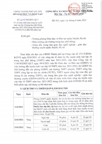 Công văn số 2010/ SGDDT-QLT của Sở GD-ĐT Hà Nội về việc tổ chức triển khai công tác tuyển sinh vào lớp 10 THPT năm học 2021-2022 trong tình hình dịch Covid-19 có diễn biến phức tạp