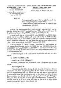 Công văn số 2020/SGDDT-QLT của Sở Giáo dục - đào tạo Hà Nội về việc hướng dẫn coi thi tuyển sinh vào lớp 10 THPT năm học 2021-2022