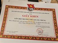 TRƯỜNG THCS QUANG TRUNG VINH DỰ NHẬN GIẤY KHEN XUẤT SẮC TRONG CÔNG TÁC ĐỘI VÀ PHONG TRÀO THIẾU NHI NĂM HỌC 2023-2024