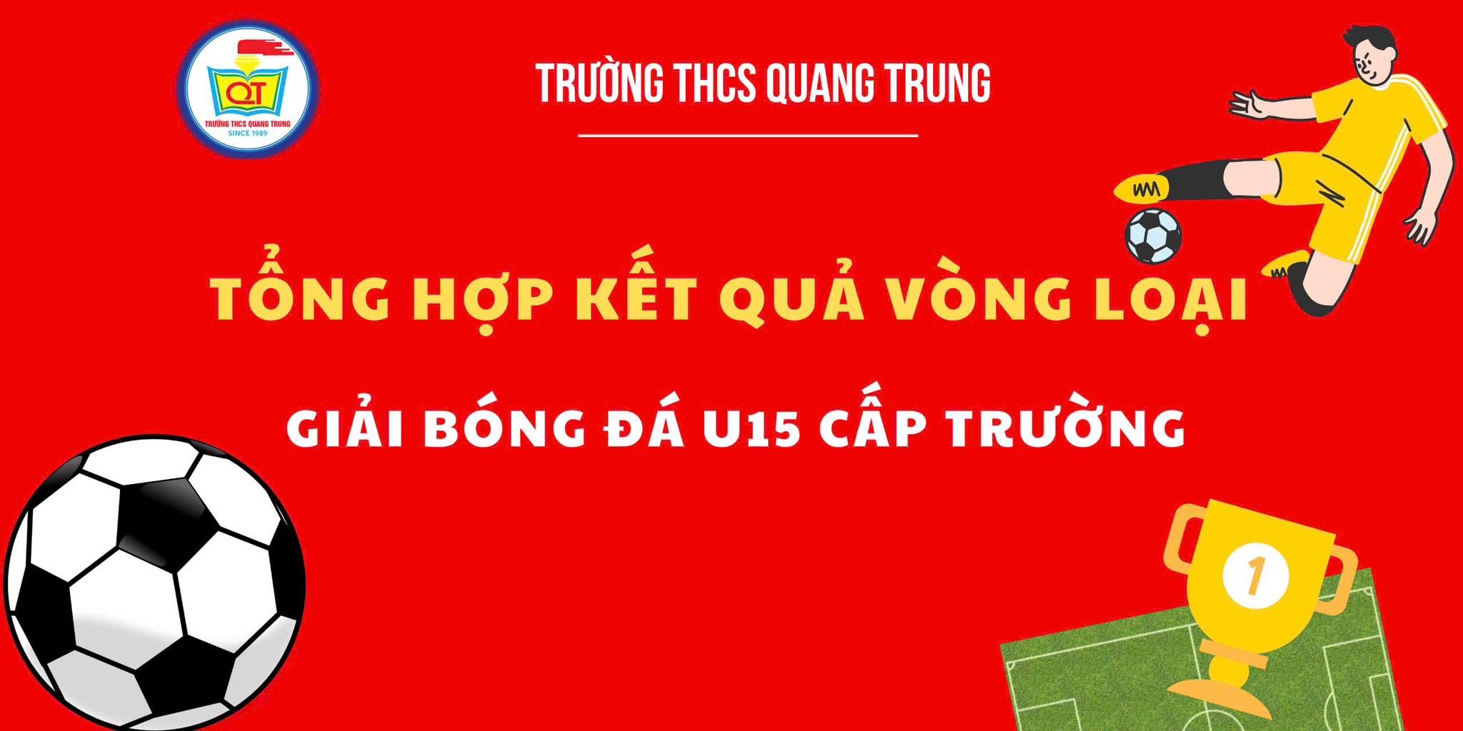 Tổng hợp kết quả vòng loại giải bóng đá HS nam U15 cấp trường
